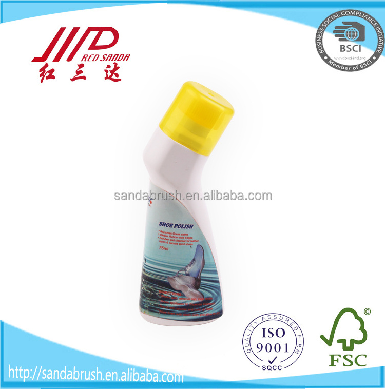 Factory direct plastic bottle to shoe liquid polish with sponge