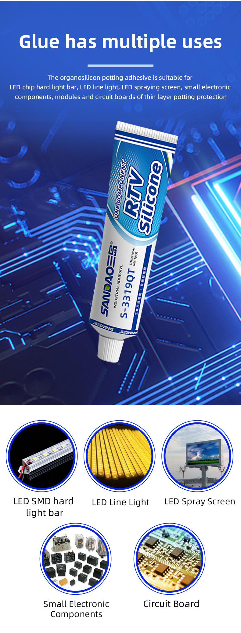 Electronic Components Bonding Potting Insulating Adhesive Silicone Sealant Glue 3319 RTV Silicone Rubber