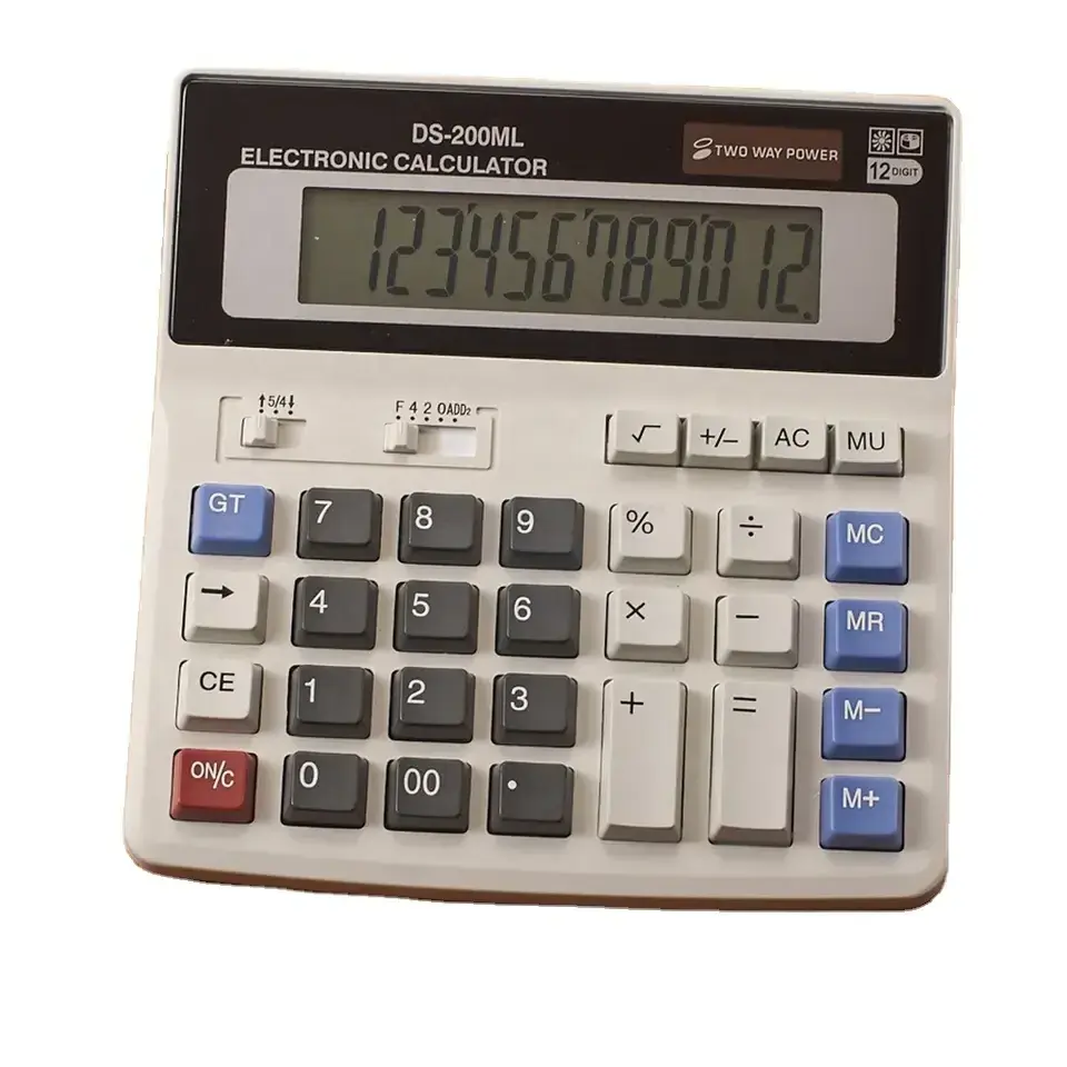 12 digits two way power calculator Electronic solar cell calculator desk office big display calculator