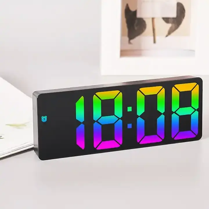 LED mirror alarm clock high quality new Design Table colorful Digital desk Table Clock Fashionable Livingroom Calendar