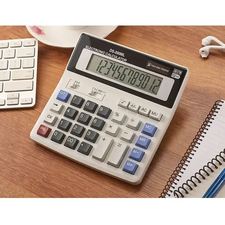 12 digits two way power calculator Electronic solar cell calculator desk office big display calculator