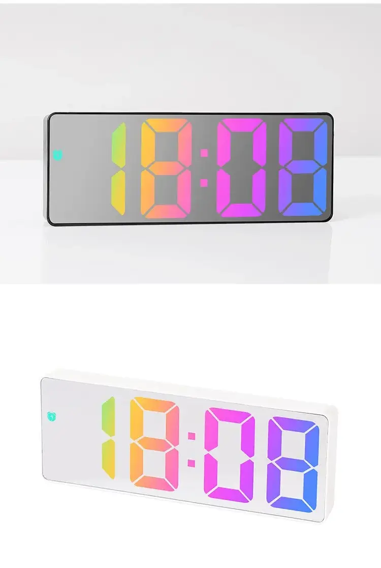 LED mirror alarm clock high quality new Design Table colorful Digital desk Table Clock Fashionable Livingroom Calendar