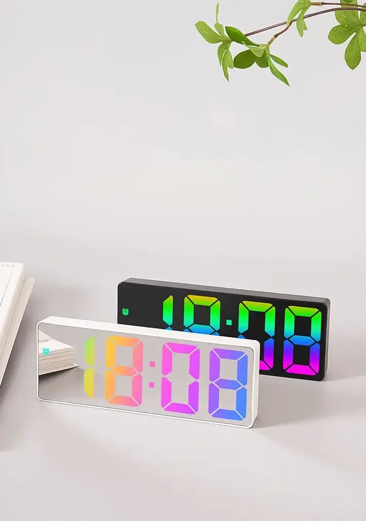 LED mirror alarm clock high quality new Design Table colorful Digital desk Table Clock Fashionable Livingroom Calendar