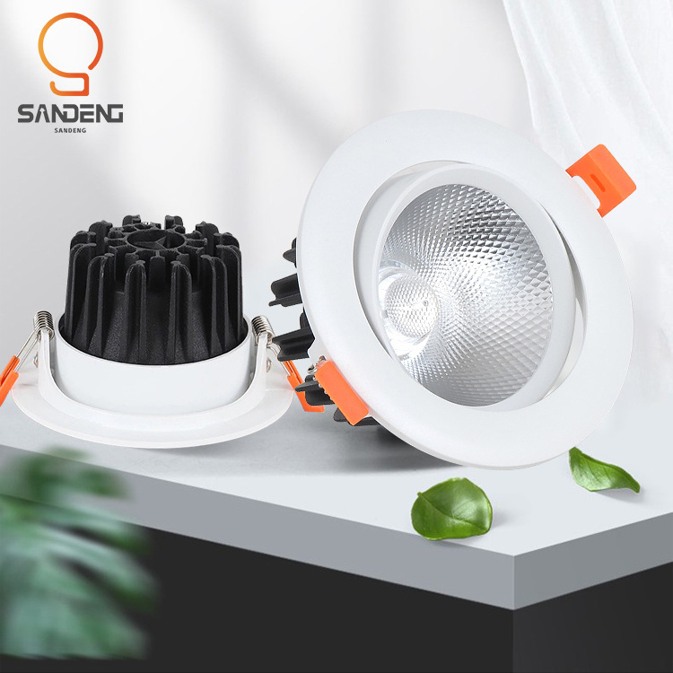 Sandeng Factory Direct Indoor CCT Round Down Light Aluminum Embedded COB LED Downlight