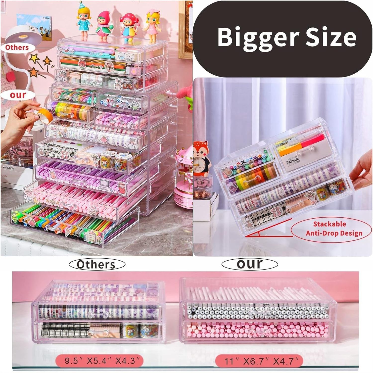 Acrylic  Containers With 6 Drawers Bathroom Organizers And Storage For Jewelry Hair Accessories Nail Polish Lipstick Make up