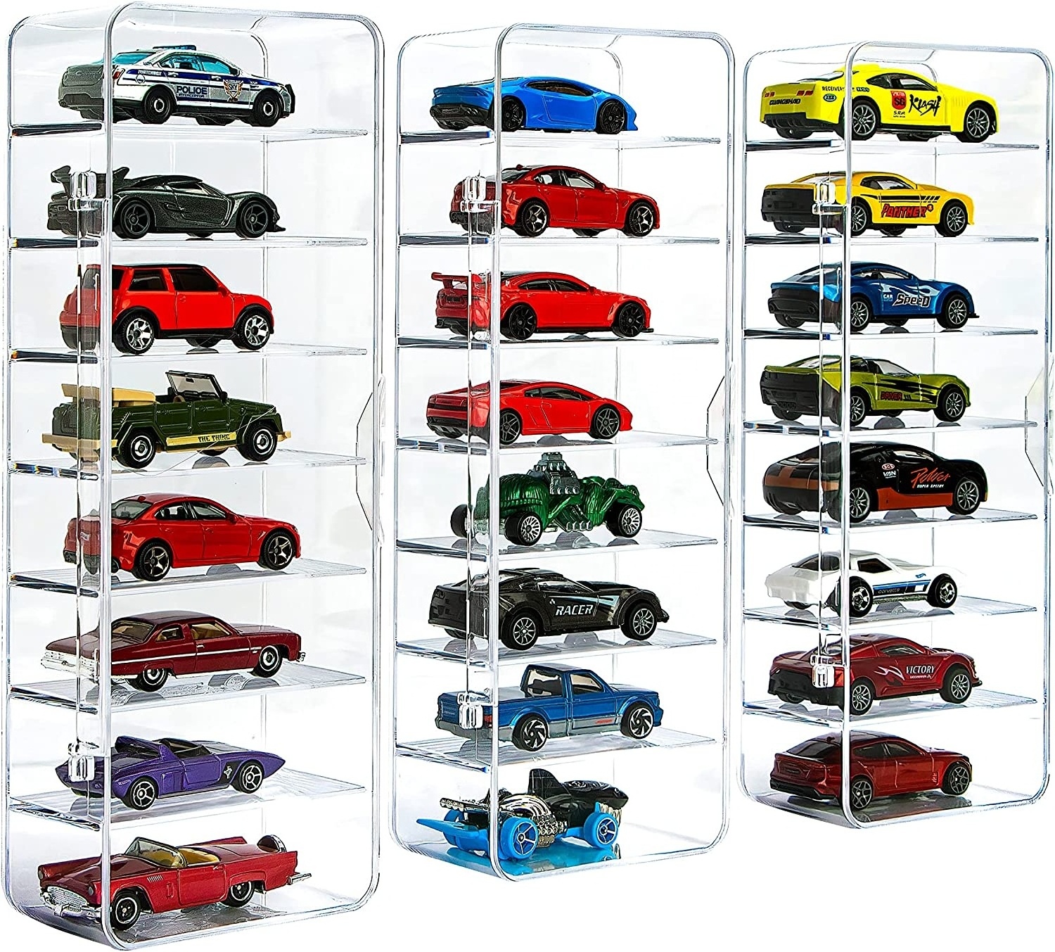 24 Toy Cars Display Case Compatible with Hot Wheels Matchbox Cars Clear Acrylic Display Case for Hot Wheels