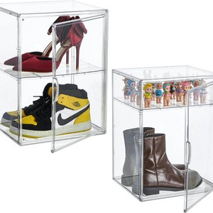 Shoe Storage Boxes, Boot & Shoe Box Organizers with an Adjustable Divider, Shoe Boxes Clear Plastic Stackable with Lids