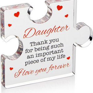 Mom Puzzle Pieces Acrylic Sign Plaque Desk Decorations for Mother's Day Birthday Gifts from Daughter Son Part of Display Racks