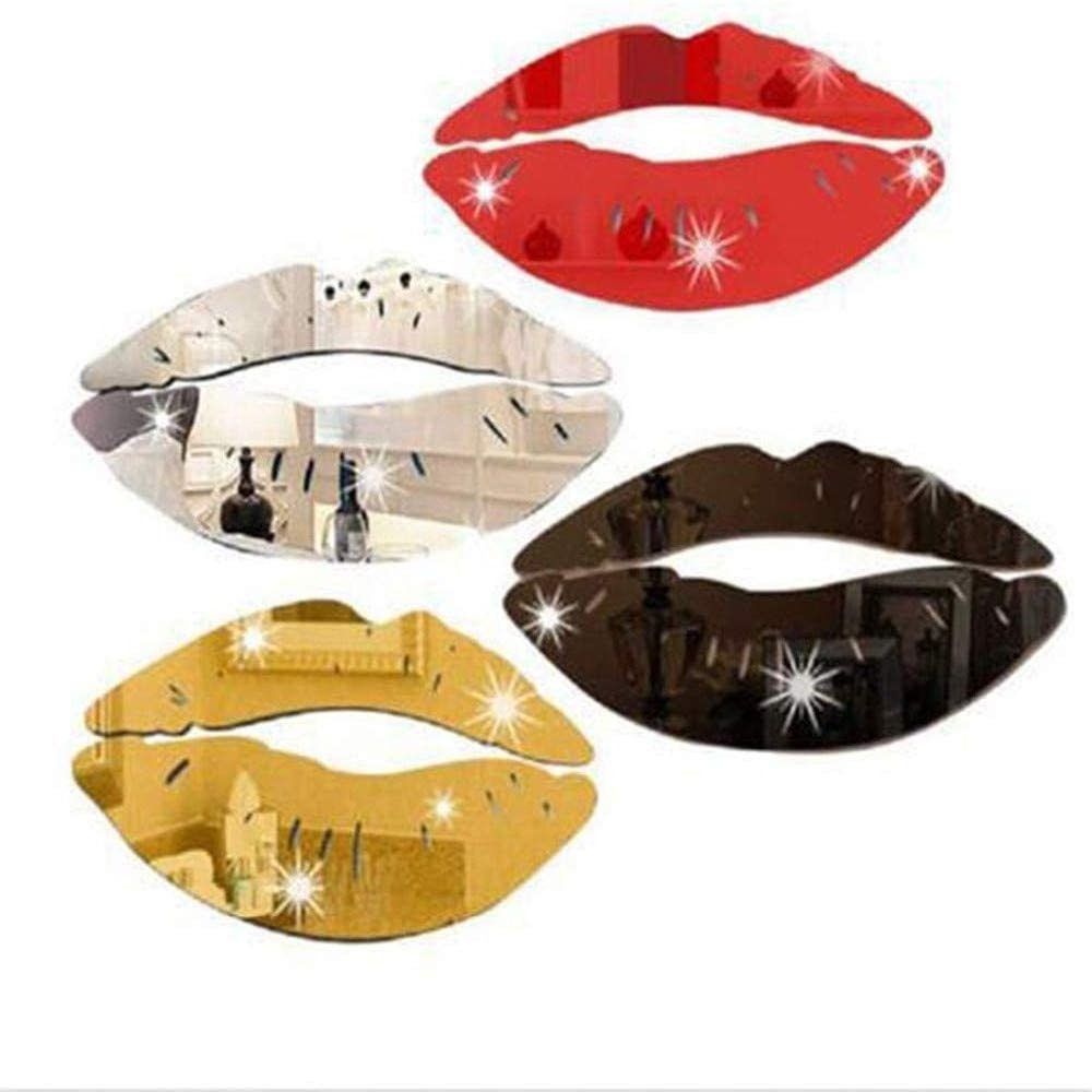 3D Acrylic Mirror Wall Stickers DIY Modern Art Kiss Lip Mirror Wall Sticker For Bedroom 4PCS