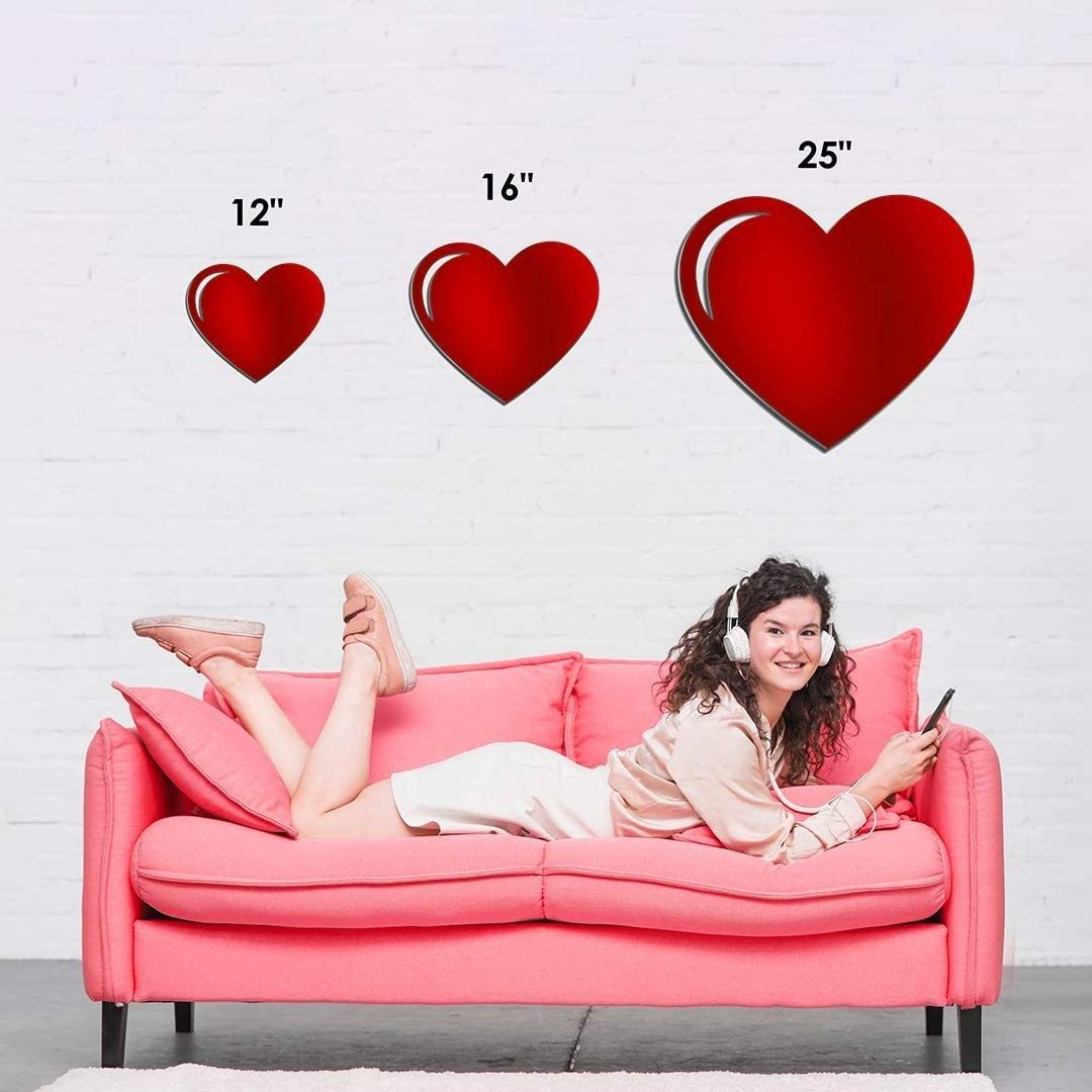 3PCS Heart 3D Acrylic Mirror Wall Stickers Removable Waterproof Wall Sticker for Kids Room