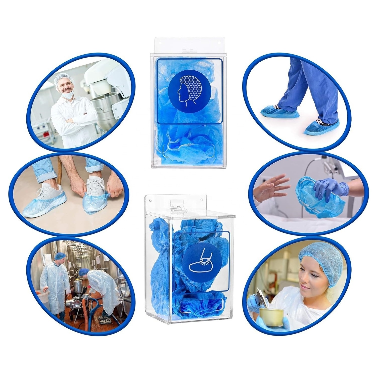 Acrylic Wall-Mount Container for Glove Hairnet Covers Laboratory Kitchen Restaurant Organizing Storage Box Shoes Cover Dispenser