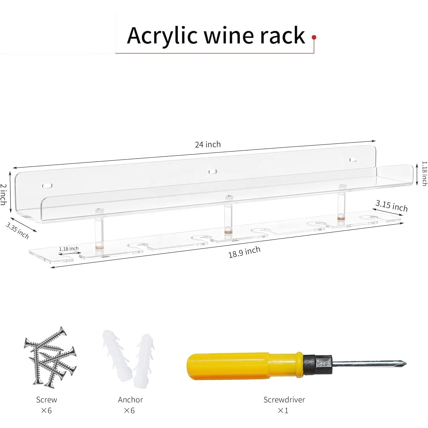 Acrylic Wine Glass Holder Wall Mounted Bar Shelf With Removable Glasses Stand Floating Shelves For Wine Liquor Bottles Glasses