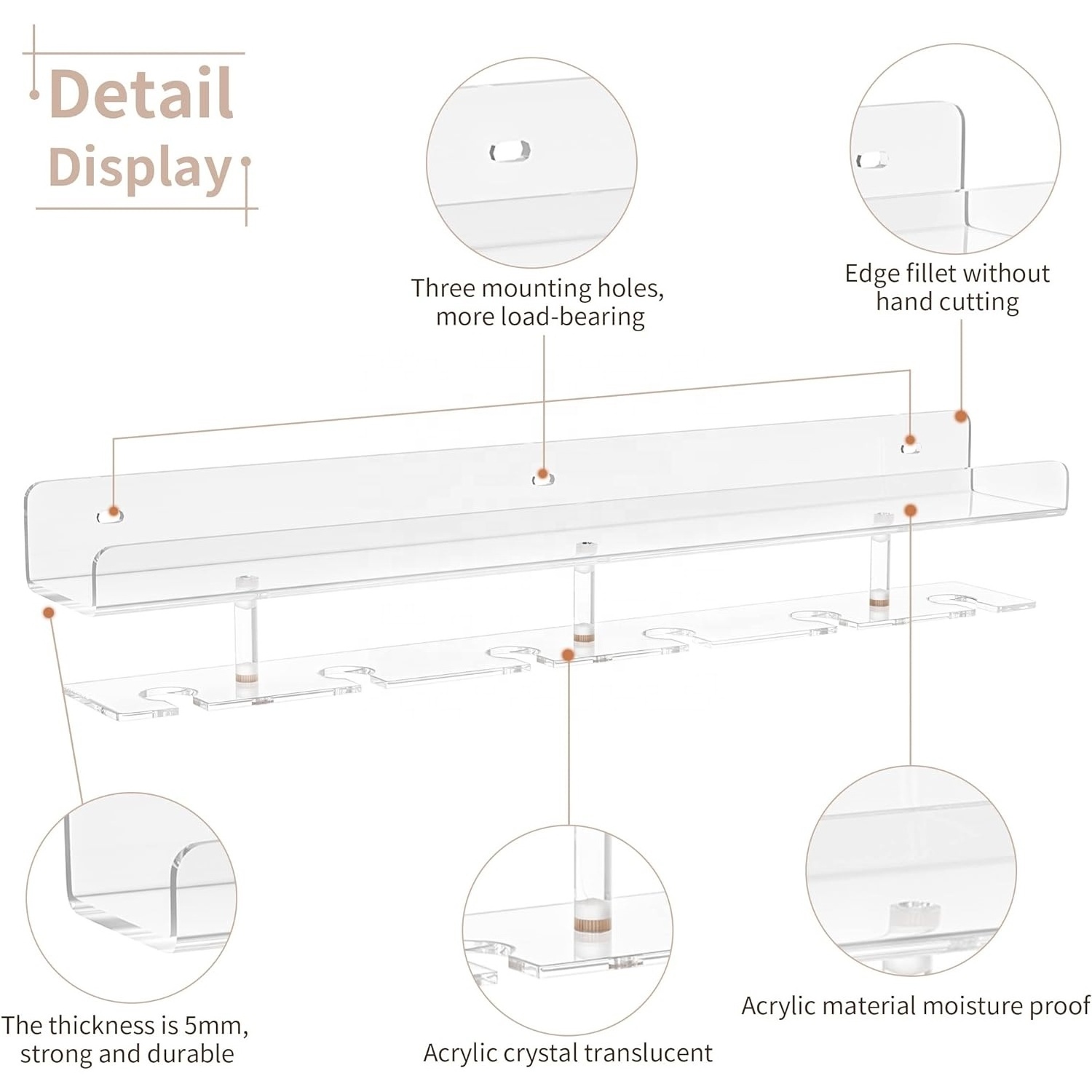 Acrylic Wine Glass Holder Wall Mounted Bar Shelf With Removable Glasses Stand Floating Shelves For Wine Liquor Bottles Glasses