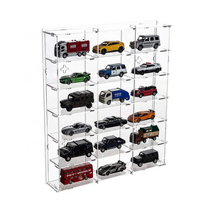 2 Pack Clear Acrylic Display Case 18 Compartments 6 Tiers Matchbox for Mini Toys, Hot Wheels and LOL Dolls