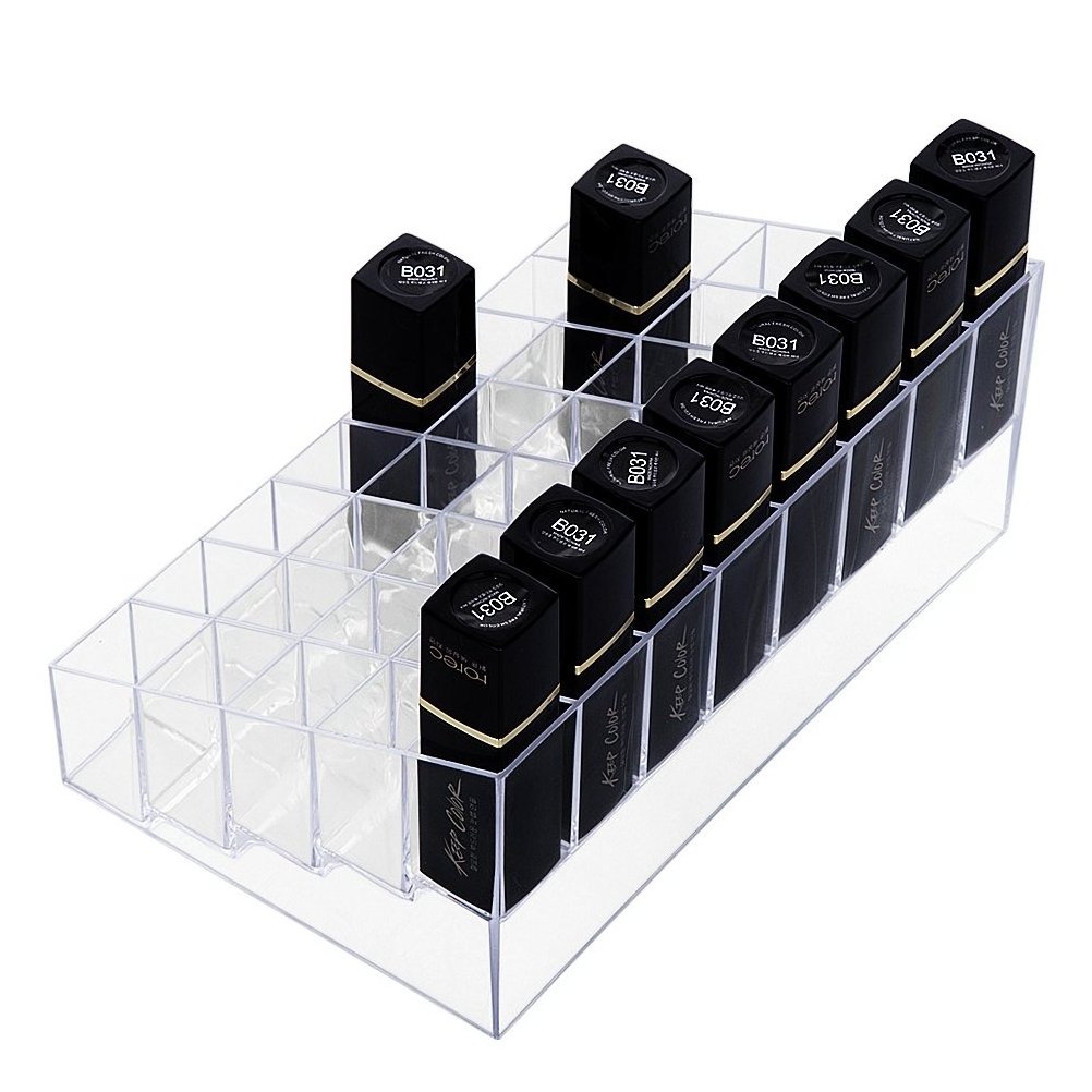 Lipstick Holder 40 Spaces Clear Acrylic Lipstick Organizer Display Stand Cosmetic Makeup Organizer for Lipstick and more