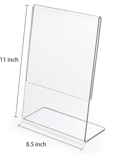 Acrylic Sign Holder Back Sign Holders Portrait Ad Frames Clear Durable Flyer Display Stand for Office Home Store Restaurant