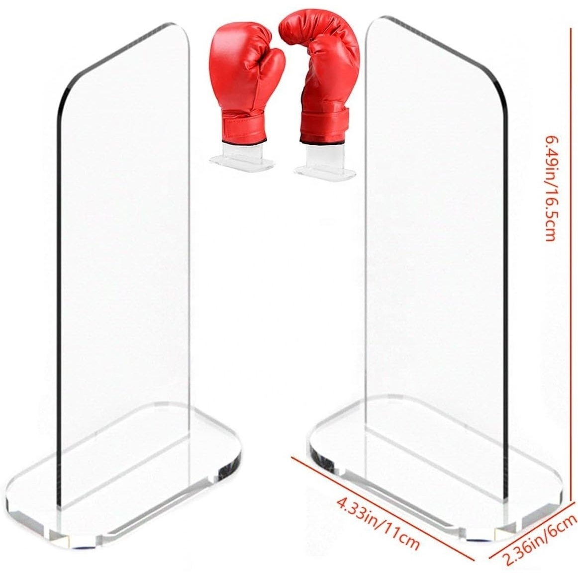 Factory Customized Clear Acrylic T-shaped Vertical Boxing Gloves Display Stand Baseball Football Motorcycle Glove Storage Holder