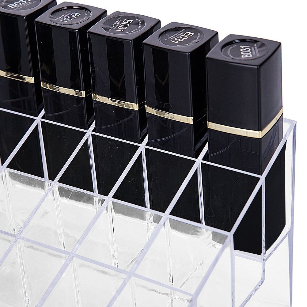 Lipstick Holder 40 Spaces Clear Acrylic Lipstick Organizer Display Stand Cosmetic Makeup Organizer for Lipstick and more