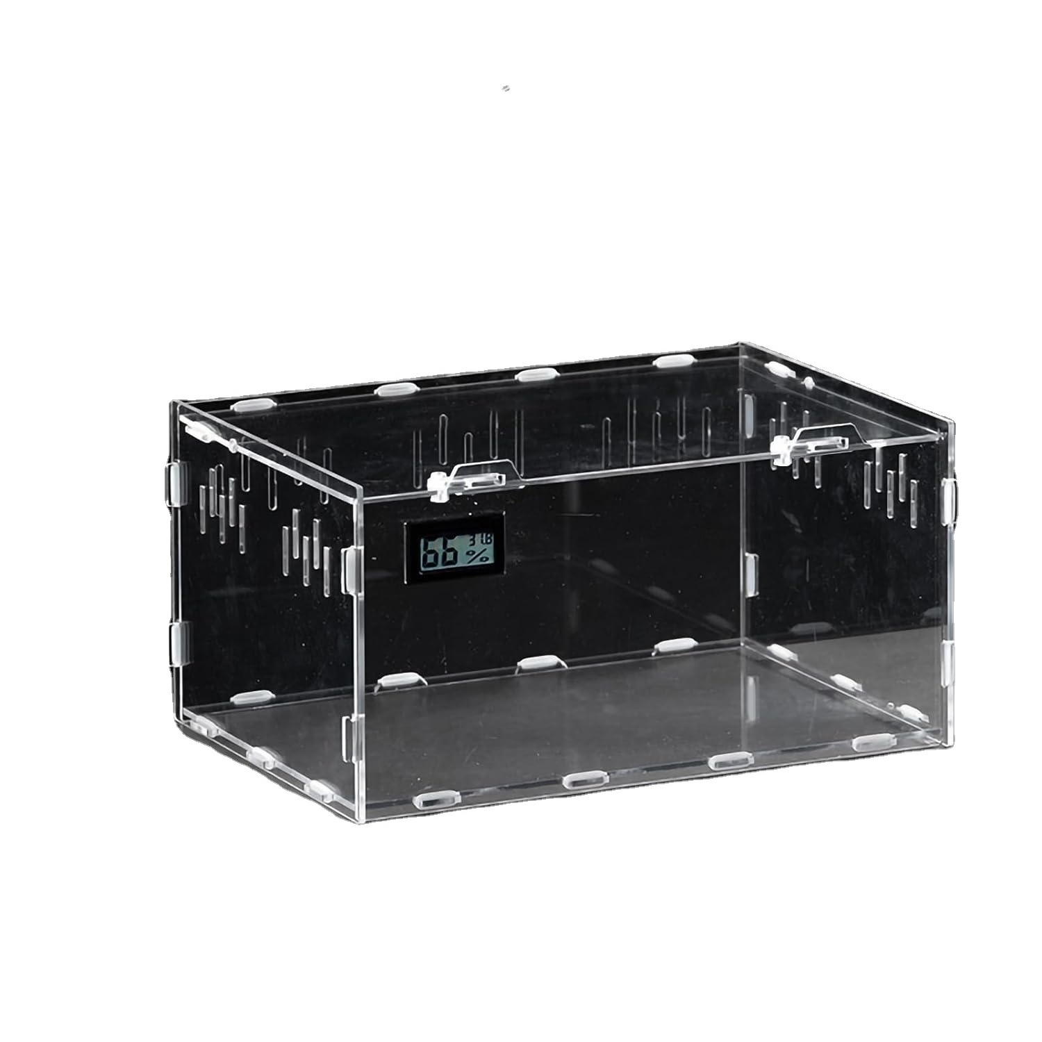 14''x8''x6'' Acrylic Reptile Terrarium Tank Locking Latch Feeding Box Small Ground Dwelling Reptiles Amphibians Display Rack