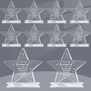 Acrylic Thank You Trophy Employee Appreciation Awards Coworkers Trophy Plaque Prizes Adults Double-Duty Display Rack Paperweight