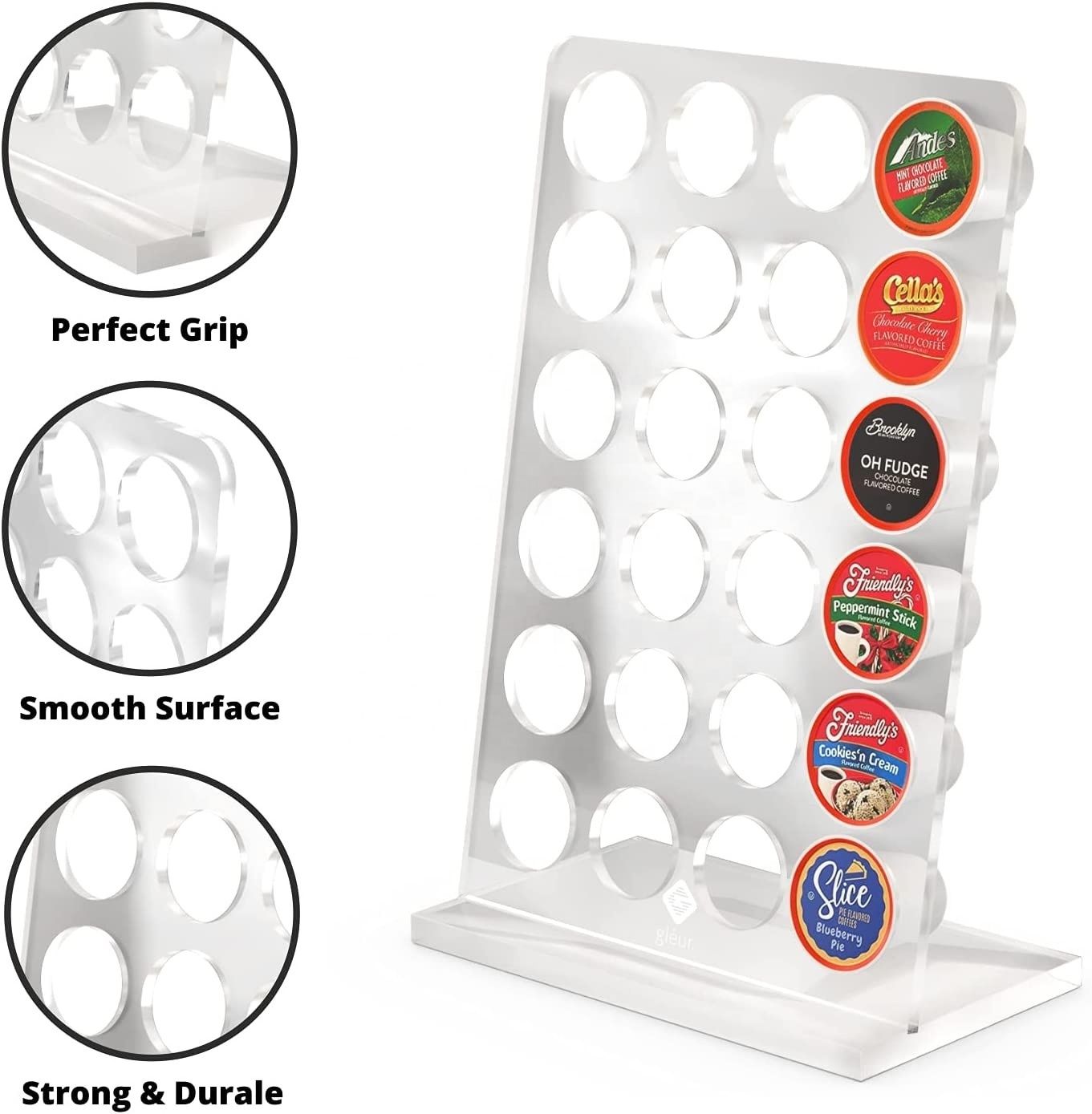 K Cups Coffee Bag Holder Organizer Compatible with 24 Keurig Coffee Bags Modern display and storage for kitchen and office