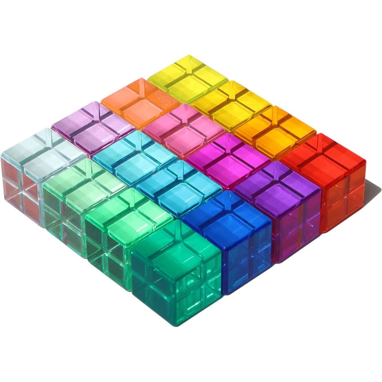 Rainbow Acrylic Cubes Children Learning Color Light Shadow Toys Stacking Gem Blocks Sensory Building Blocks for Kids