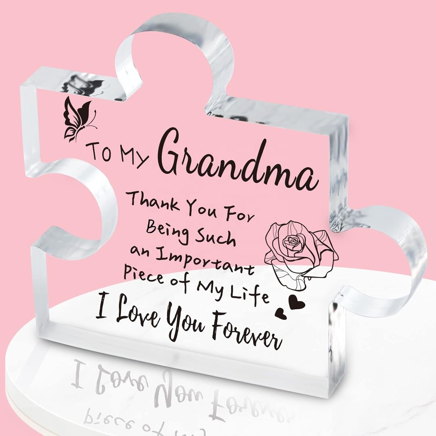 Mom Puzzle Pieces Acrylic Sign Plaque Desk Decorations for Mother's Day Birthday Gifts from Daughter Son Part of Display Racks