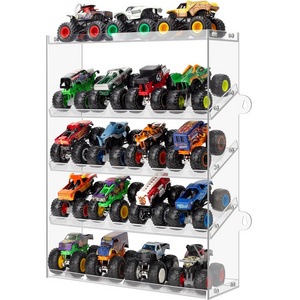 5 Tiers Acrylic Storage Case Assembly Monster Jam Trucks Display Case Holding for 20 Monster Trucks Organizer with Tilted Design