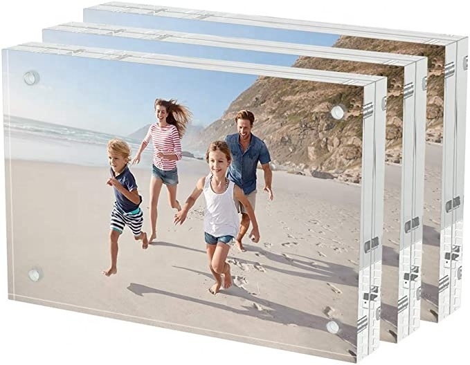 Acrylic Picture Frame 4x6 Clear Double-Sided Photo Frame Magnetic Photo Frames Desktop Display