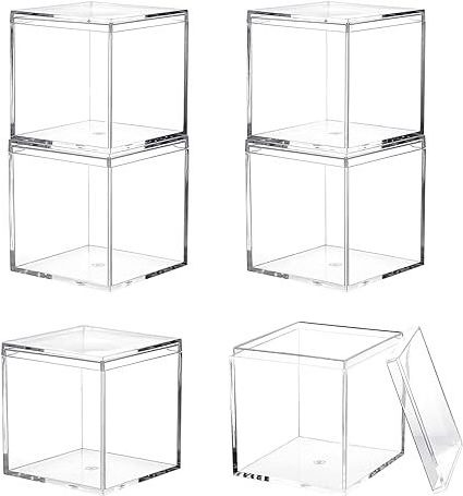 Clear Acrylic Box Plastic Square Cube, Small Plastic square cube containers with Lid Storage Box