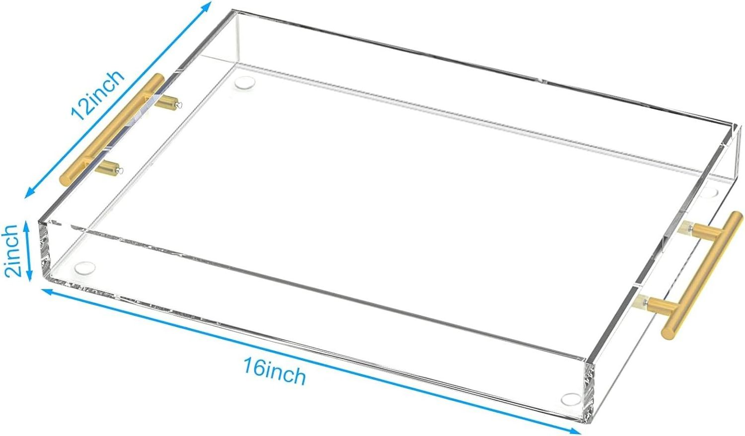 acrylic tray with insert  Clear Trays with Gold Handles, Decorative able Tray for Coffee Appetizer Breakfast