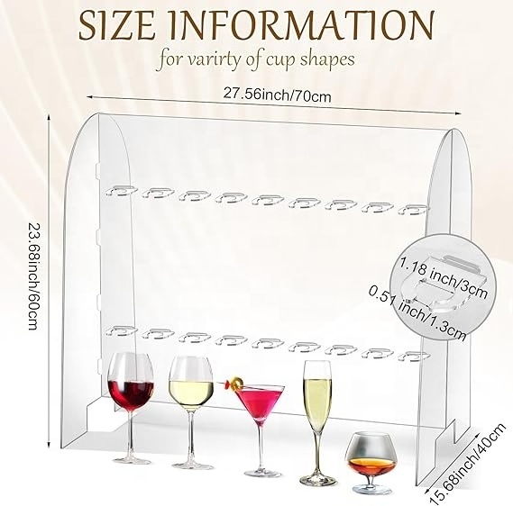 2 Tier Wine Glass Stemware Rack 18 Slots Champagne Stand Holder for Party Standing Drink Tower Shelf Display Cabinet Wedding