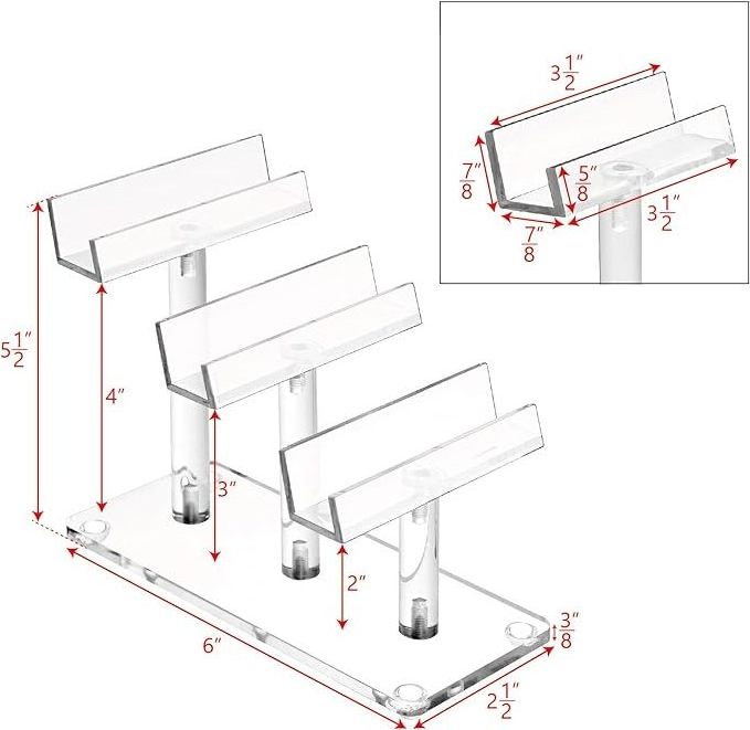 3-Tier Acrylic Eyeglasses and Sunglasses Frame Stand Organizer and Display Rack Holder for Glasses Storage