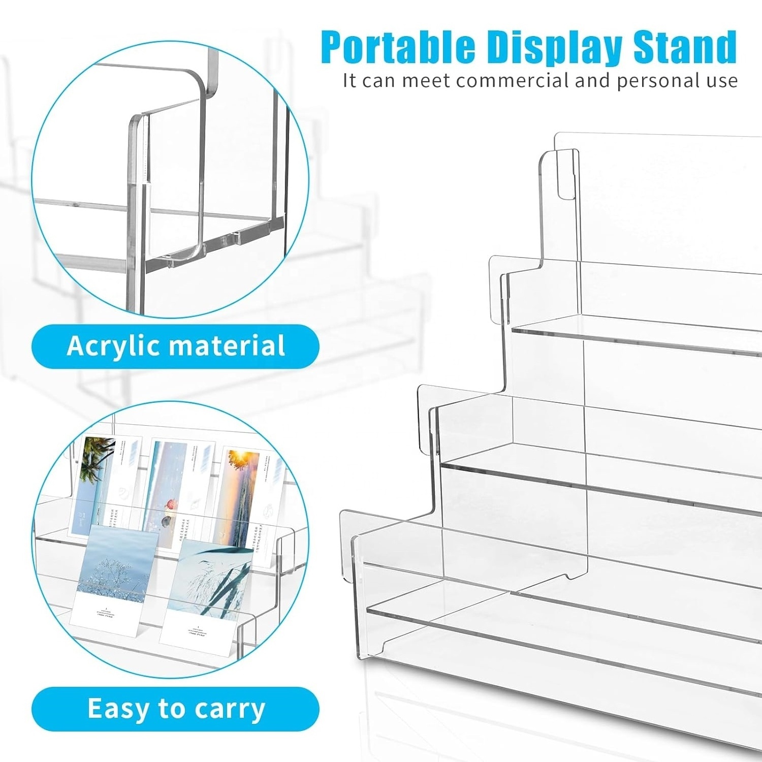 Acrylic Card Holder Sticker Display For Vendors Postcard Retail Racks For Desk Counter Business Cards Mails Stamp Pads Organizer