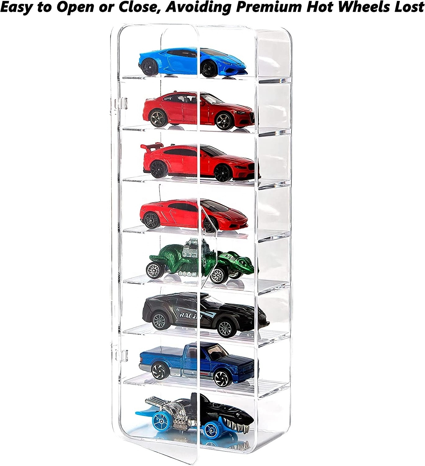 24 Toy Cars Display Case Compatible with Hot Wheels Matchbox Cars Clear Acrylic Display Case for Hot Wheels