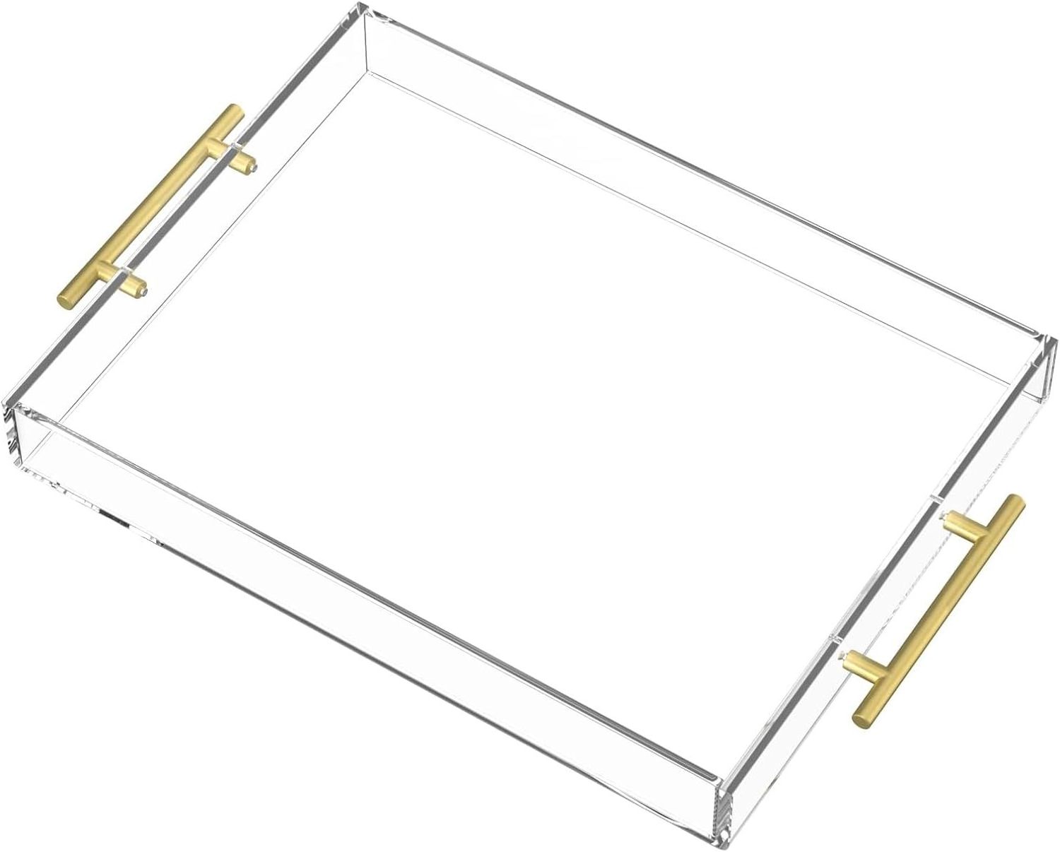 acrylic tray with insert  Clear Trays with Gold Handles, Decorative able Tray for Coffee Appetizer Breakfast