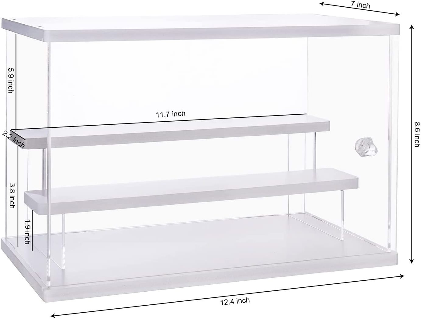 Acrylic Display Case Clear Display Storage Box Cube 3 Tiers with 2 Removable Ladder Shelves Disproof Protection Shelf