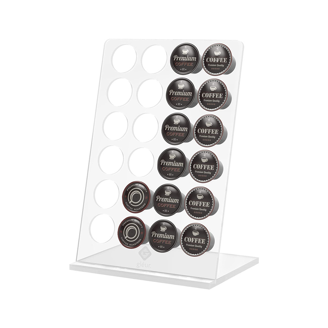 K Cups Coffee Bag Holder Organizer Compatible with 24 Keurig Coffee Bags Modern display and storage for kitchen and office