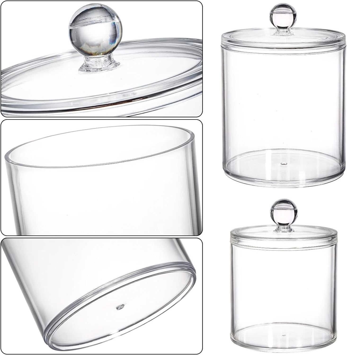 acrylic jar container Acrylic Apothecary Jars with Lids Clear Cotton Ball Holder, Cotton Pad Holder