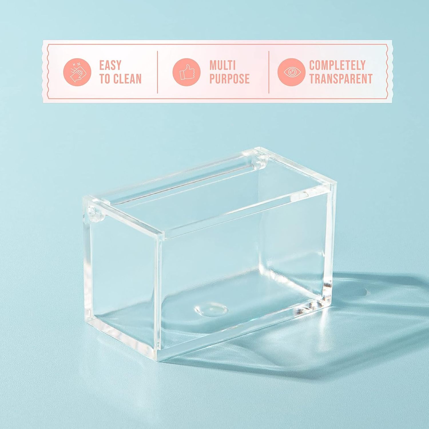 6 Pack Acrylic Desk Accessories Set Cotton Ball Qtip Holder Lid Organization Storage Box 3.35\