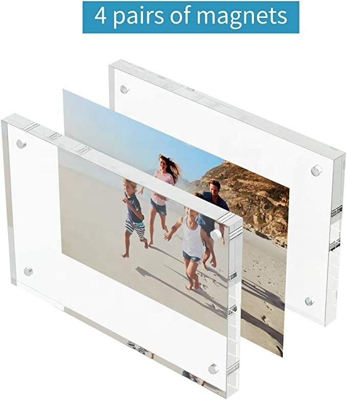 Acrylic Picture Frame 4x6 Clear Double-Sided Photo Frame Magnetic Photo Frames Desktop Display