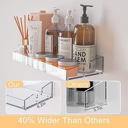 acrylic Bathroom Shelf Organizer with Soap HolderNo Drilling Wall Mounted Extra Large Organizer for BathroomKitchen Living Room