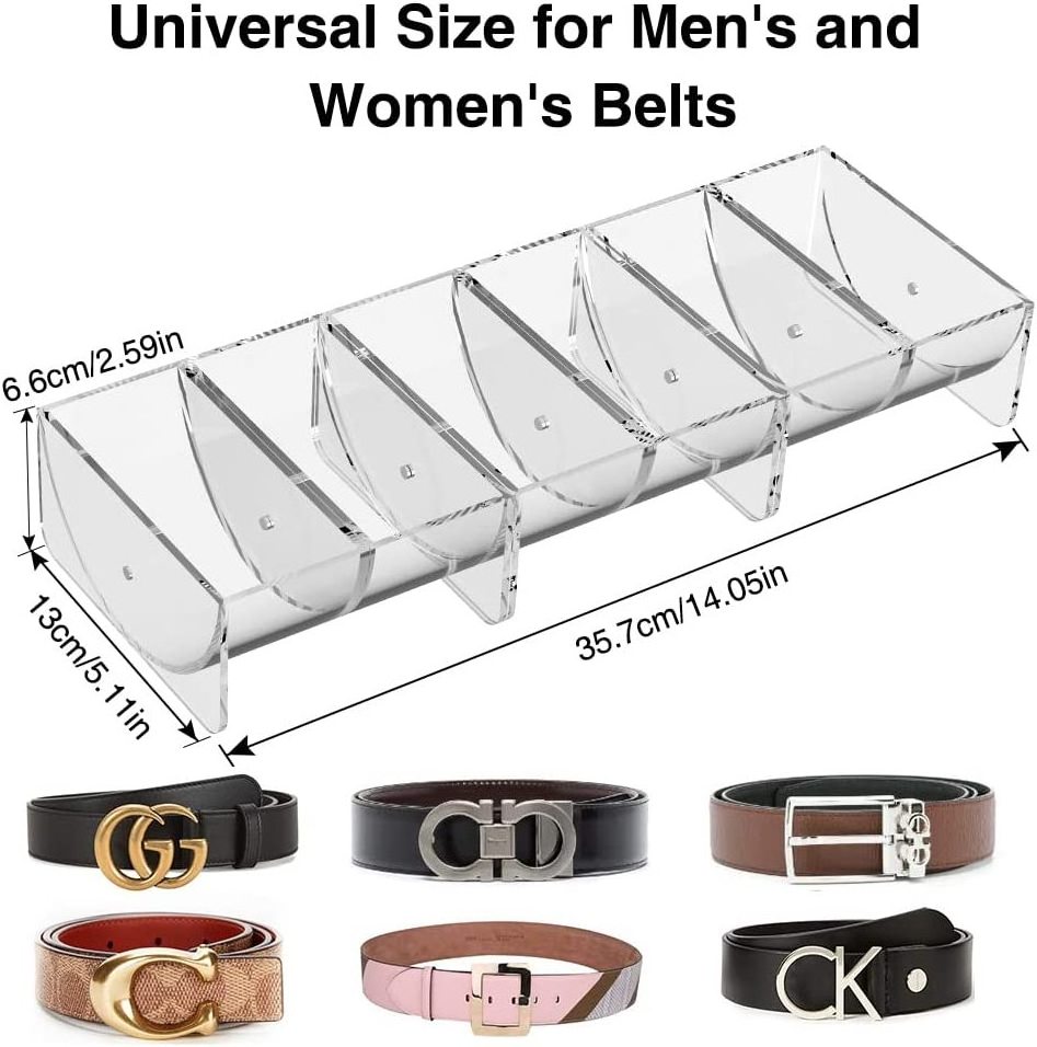 Acrylic Belt Rack Organizers Display Case with with Magnet Detachable Storage Holder Container for Closet Men & Women Belts Tie