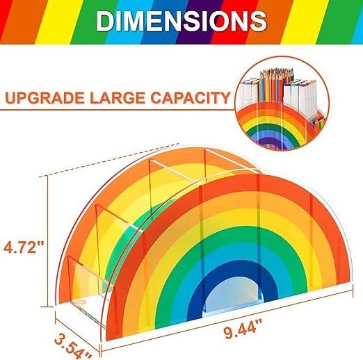 Acrylic Pen Holder Pen Organizer for Desk Cute 5 Compartments Pencil Holder Desktop Stationery Organizer for Office Storage