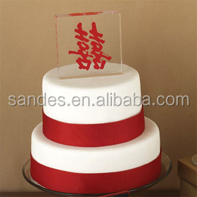 Single Acrylic Crystal Wedding Cake Topper for Chinese Wedding