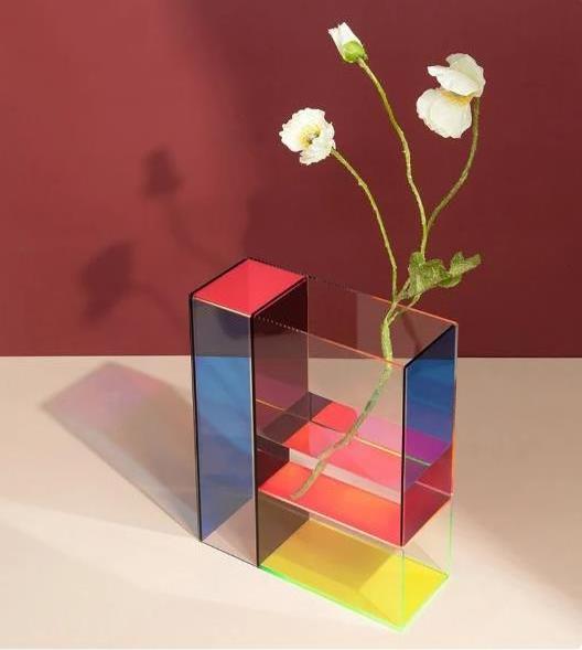 design rainbow vase modern home living room table decorations flower arrangement storage acrylic colorful transparent vase