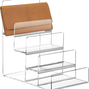 4- Tier Clear Acrylic Handbag Purse Display Shelf Wallet Stand Holder Jewelry Display Riser for Store Display Or Collection