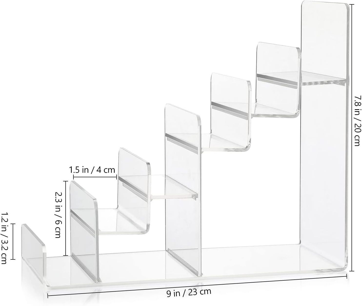 6-Tier Clear Acrylic Display Stand Perfume Organizer with Figure Steps for Wallet Purse Glasses Display Rack