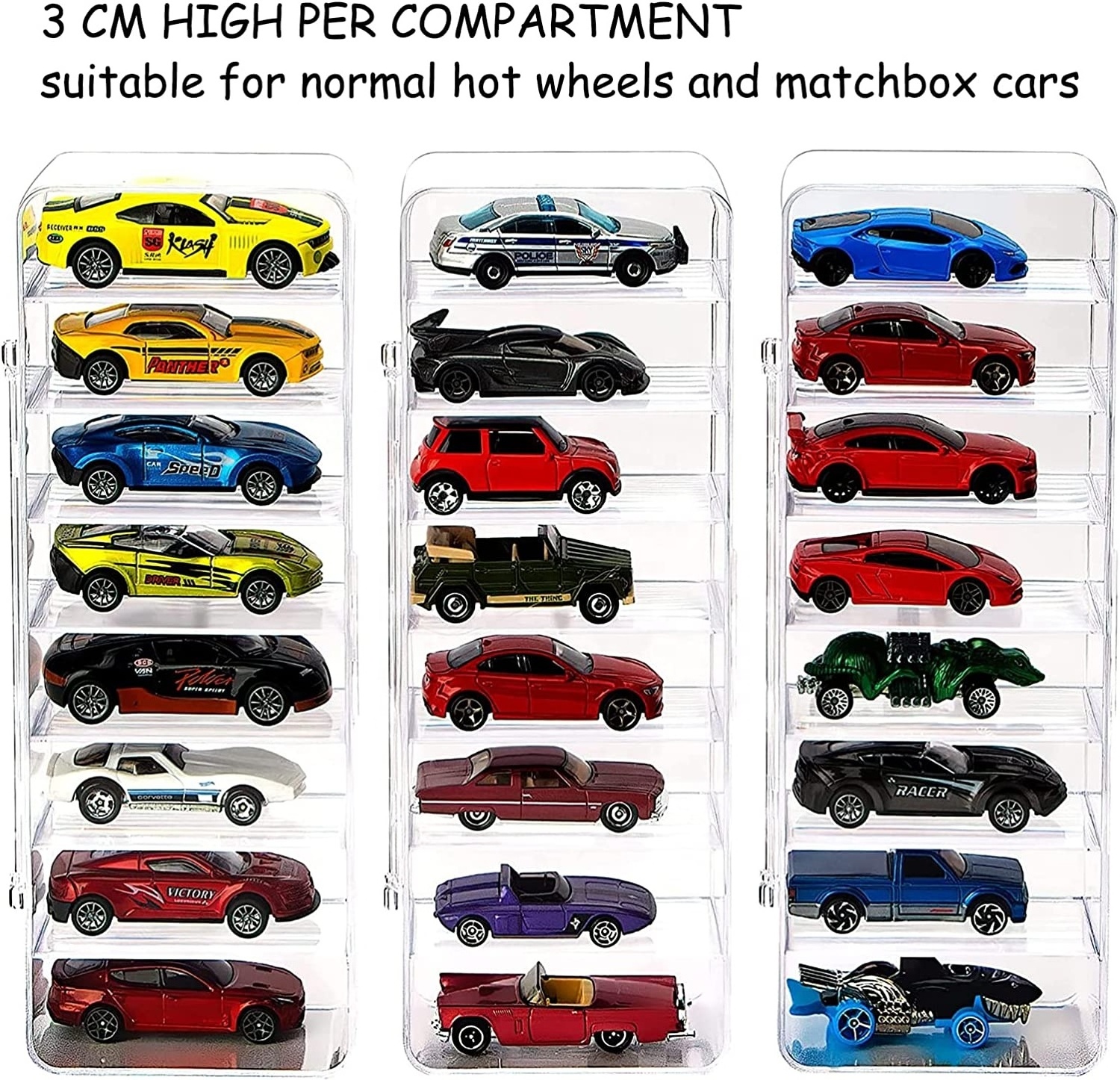 24 Toy Cars Display Case Compatible with Hot Wheels Matchbox Cars Clear Acrylic Display Case for Hot Wheels