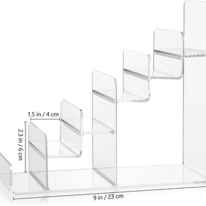 6-Tier Clear Acrylic Display Stand Perfume Organizer with Figure Steps for Wallet Purse Glasses Display Rack